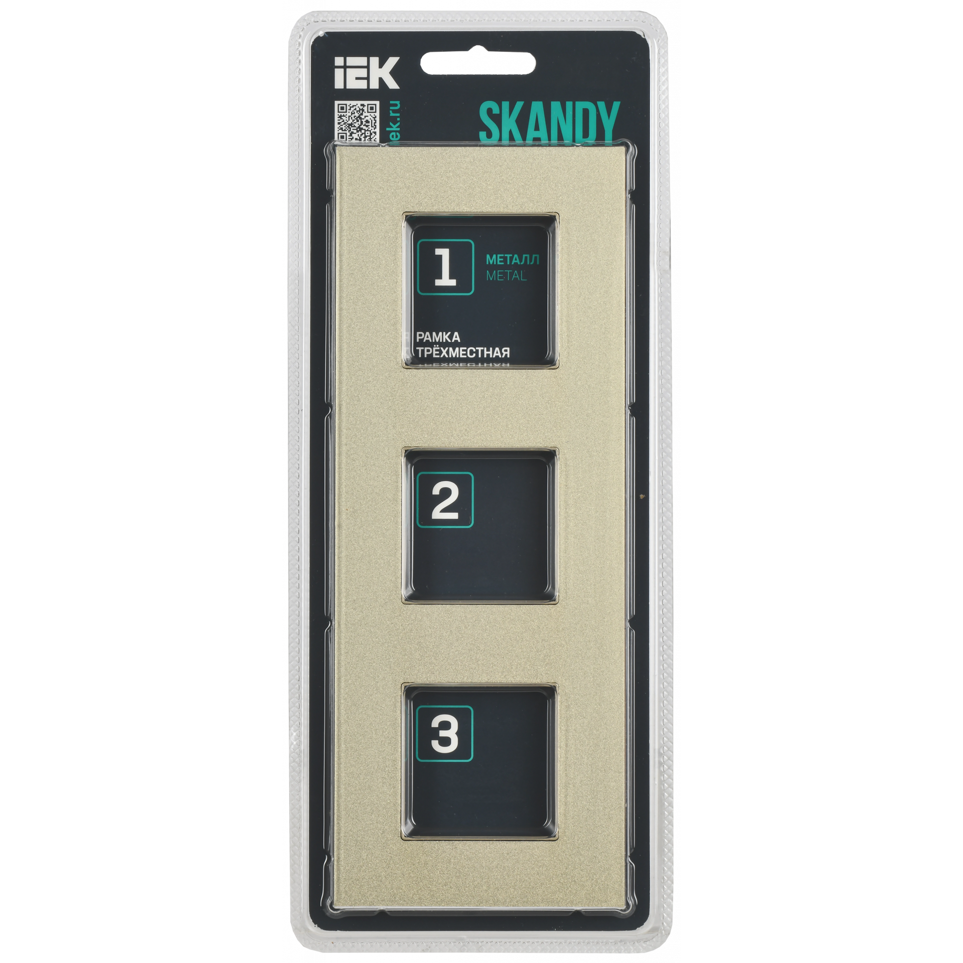 SKANDY Рамка 3-местная SK-F33Sh металл шампань IEK