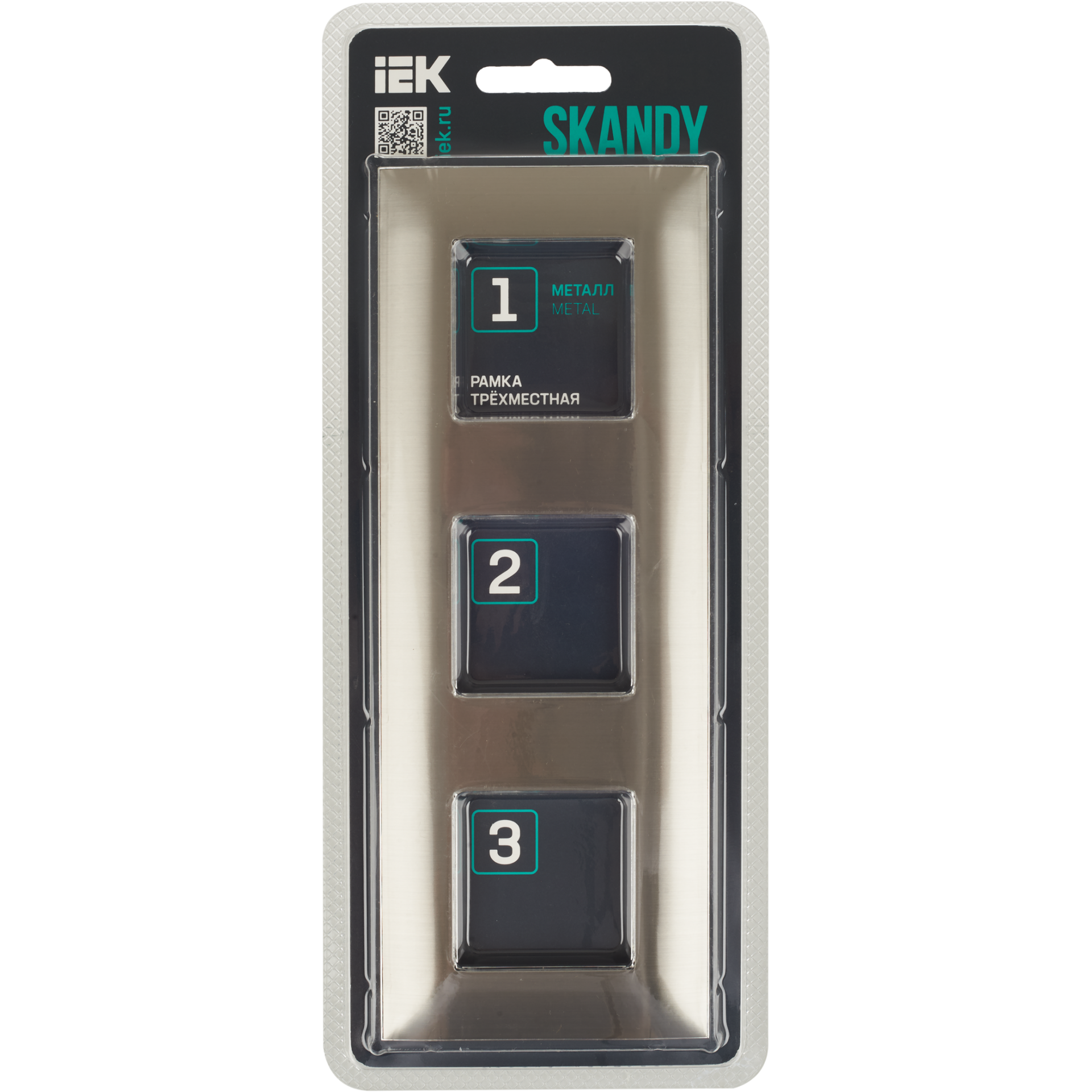 SKANDY Рамка 3-местная SK-F33N металл никель IEK