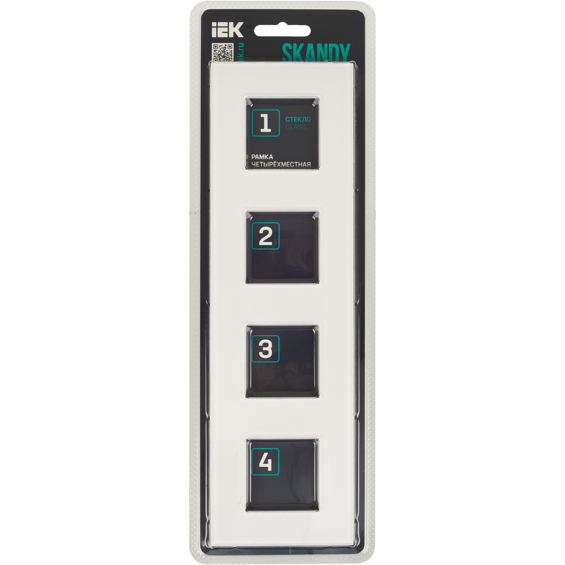 SKANDY Рамка 4-местная SK-F24W стекло арктический белый IEK