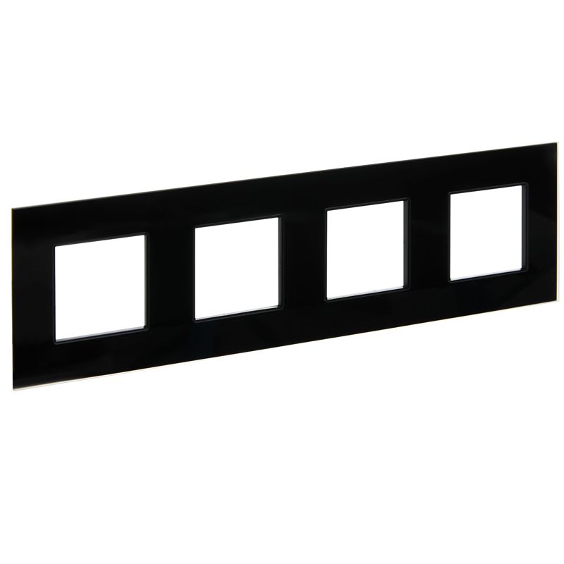 SKANDY Рамка 4-местная SK-F24Bl стекло черный IEK