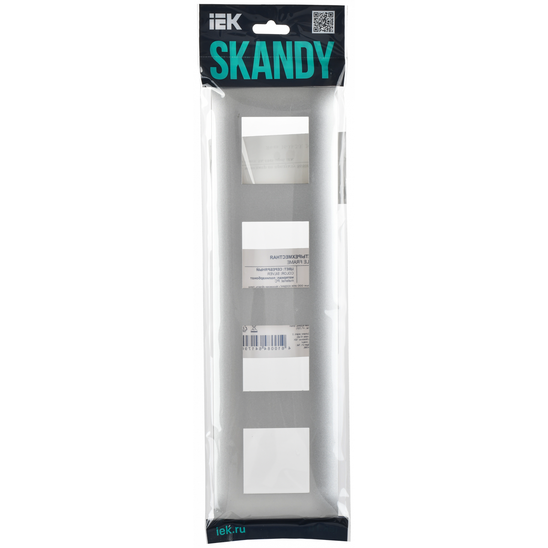 SKANDY Рамка 4-местная SK-F04S серебряный IEK