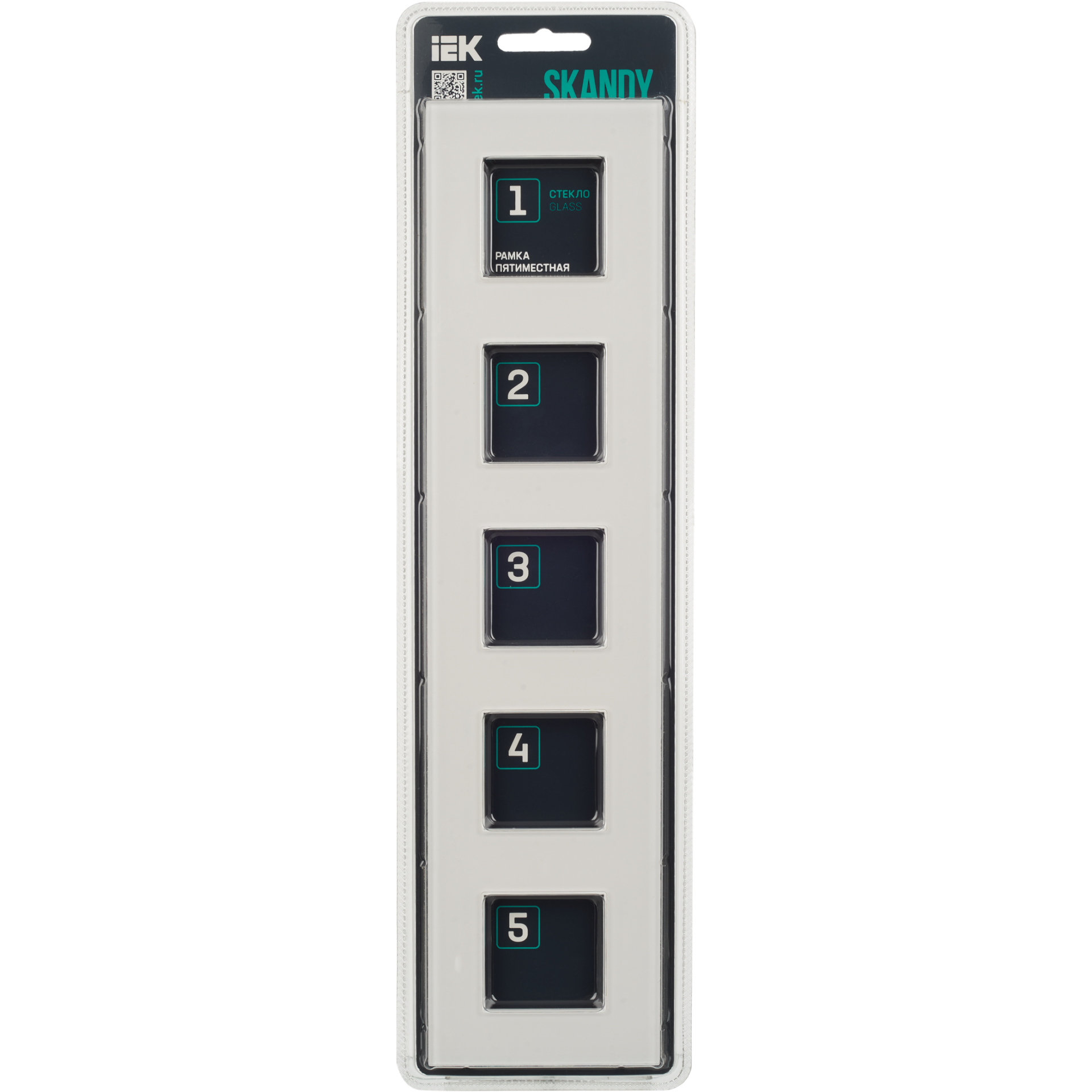 SKANDY Рамка 5-местная SK-F25W стекло арктический белый IEK