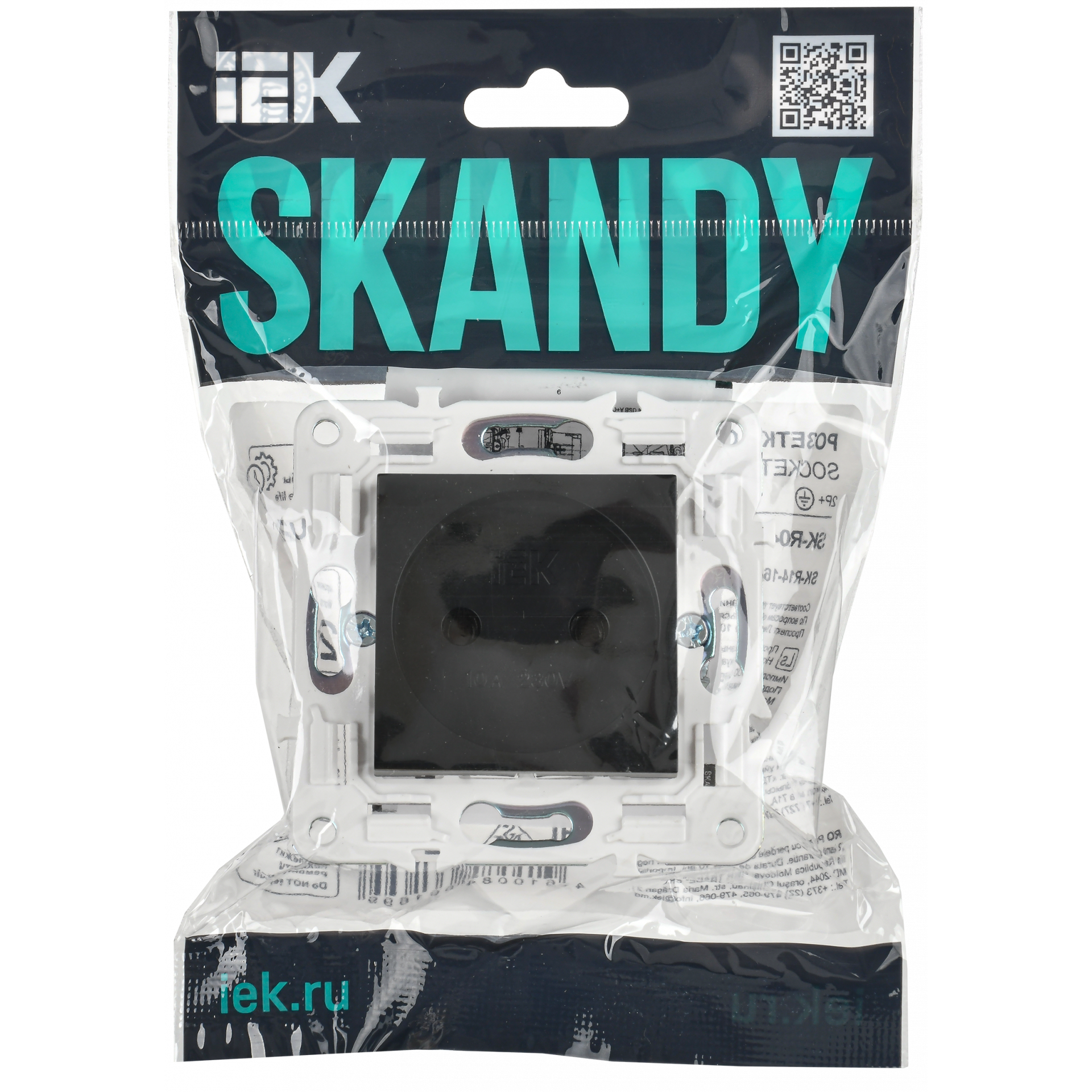 SKANDY Розетка без заземления без защитных шторок 10А SK-R02Bl черный IEK