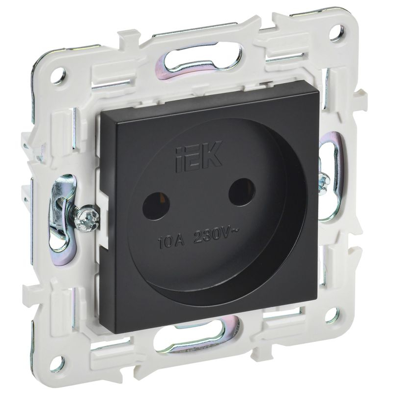 SKANDY Розетка без заземления без защитных шторок 10А SK-R02Bl черный IEK