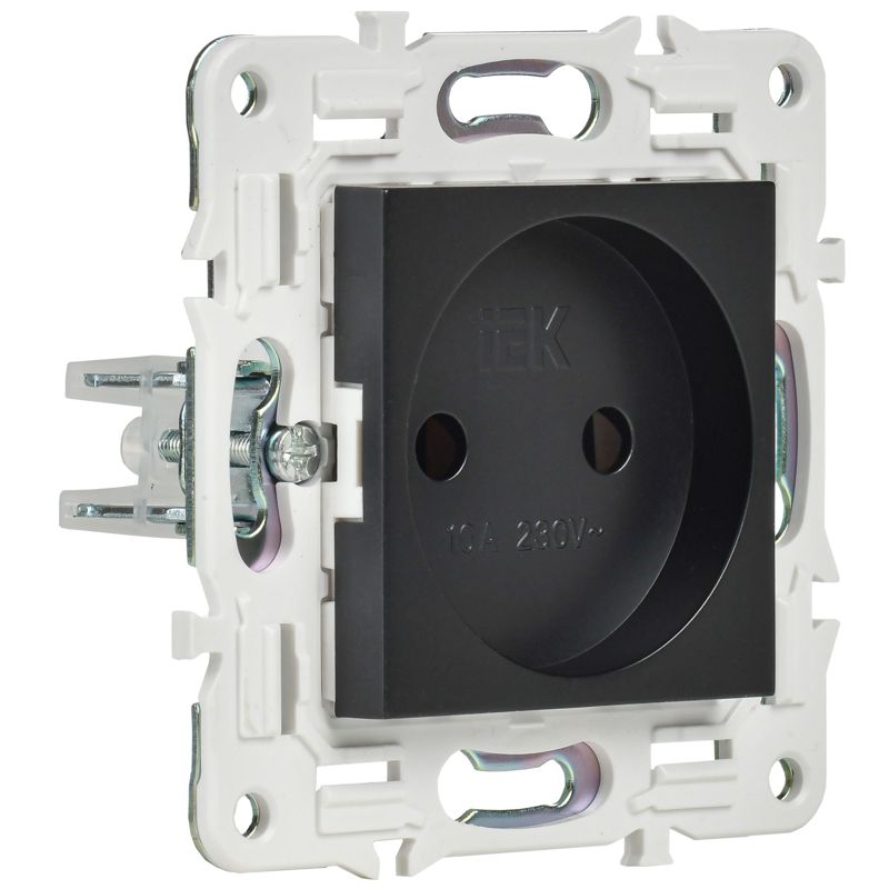SKANDY Розетка без заземления без защитных шторок 10А SK-R02Bl черный IEK