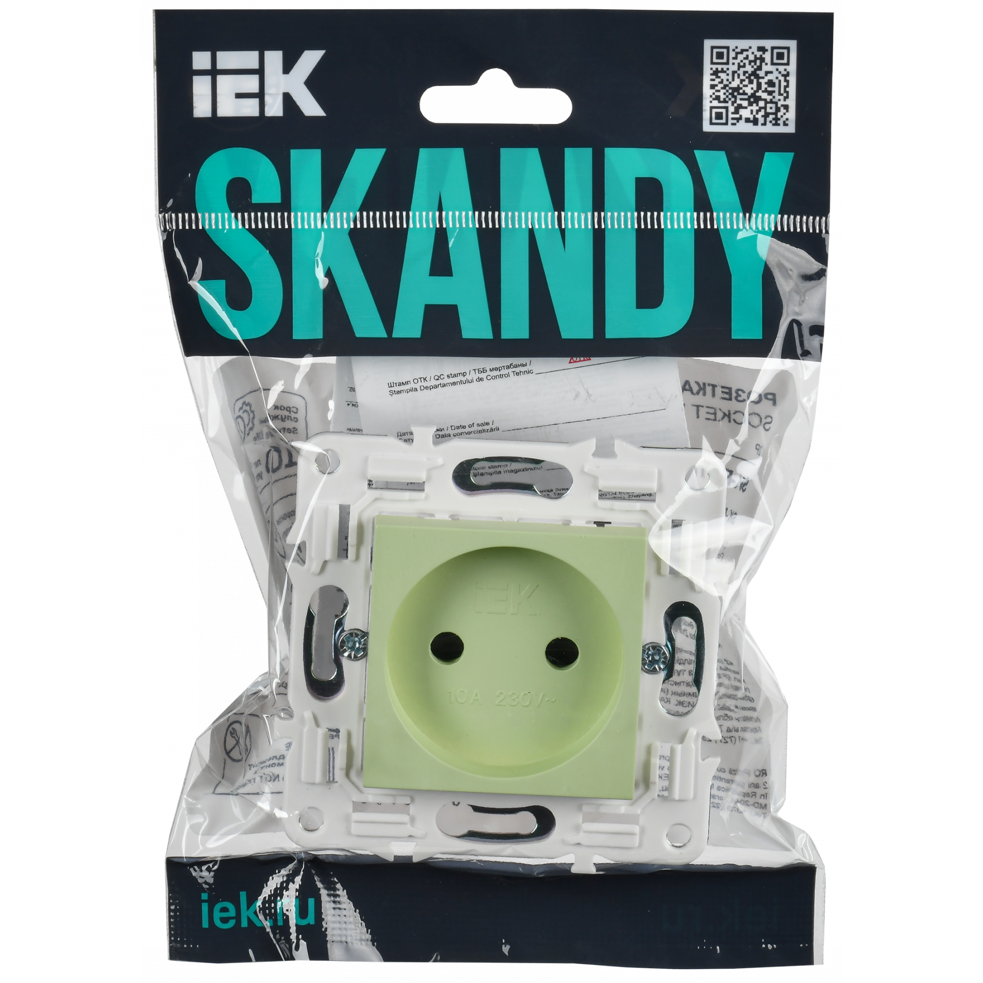 SKANDY Розетка без заземления без защитных шторок 10А SK-R02G мятный IEK