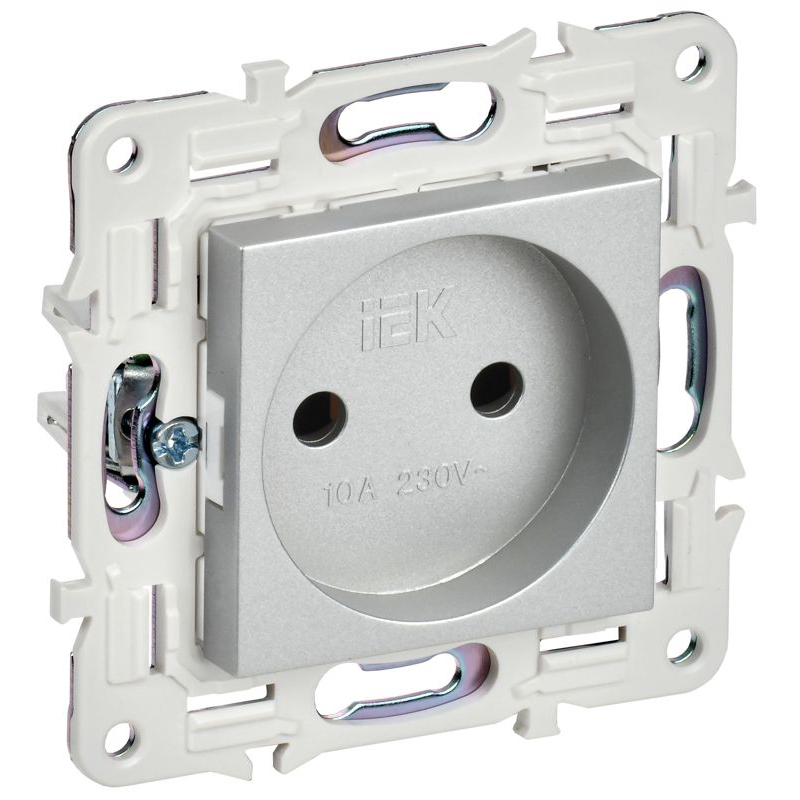 SKANDY Розетка без заземления без защитных шторок 10А SK-R02S серебряный IEK