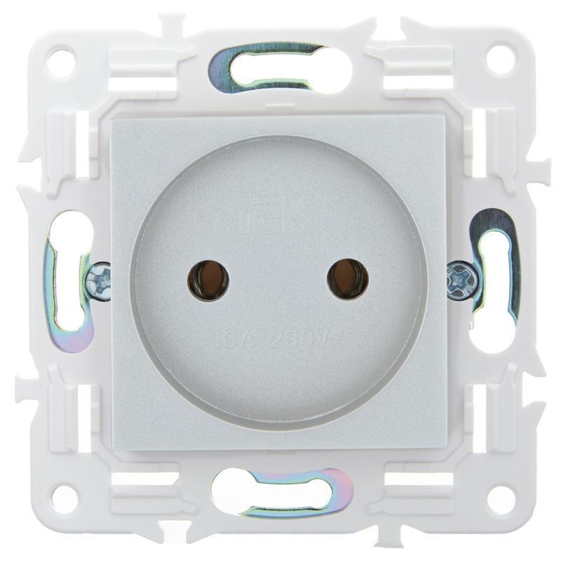 SKANDY Розетка без заземления без защитных шторок 10А SK-R02S серебряный IEK