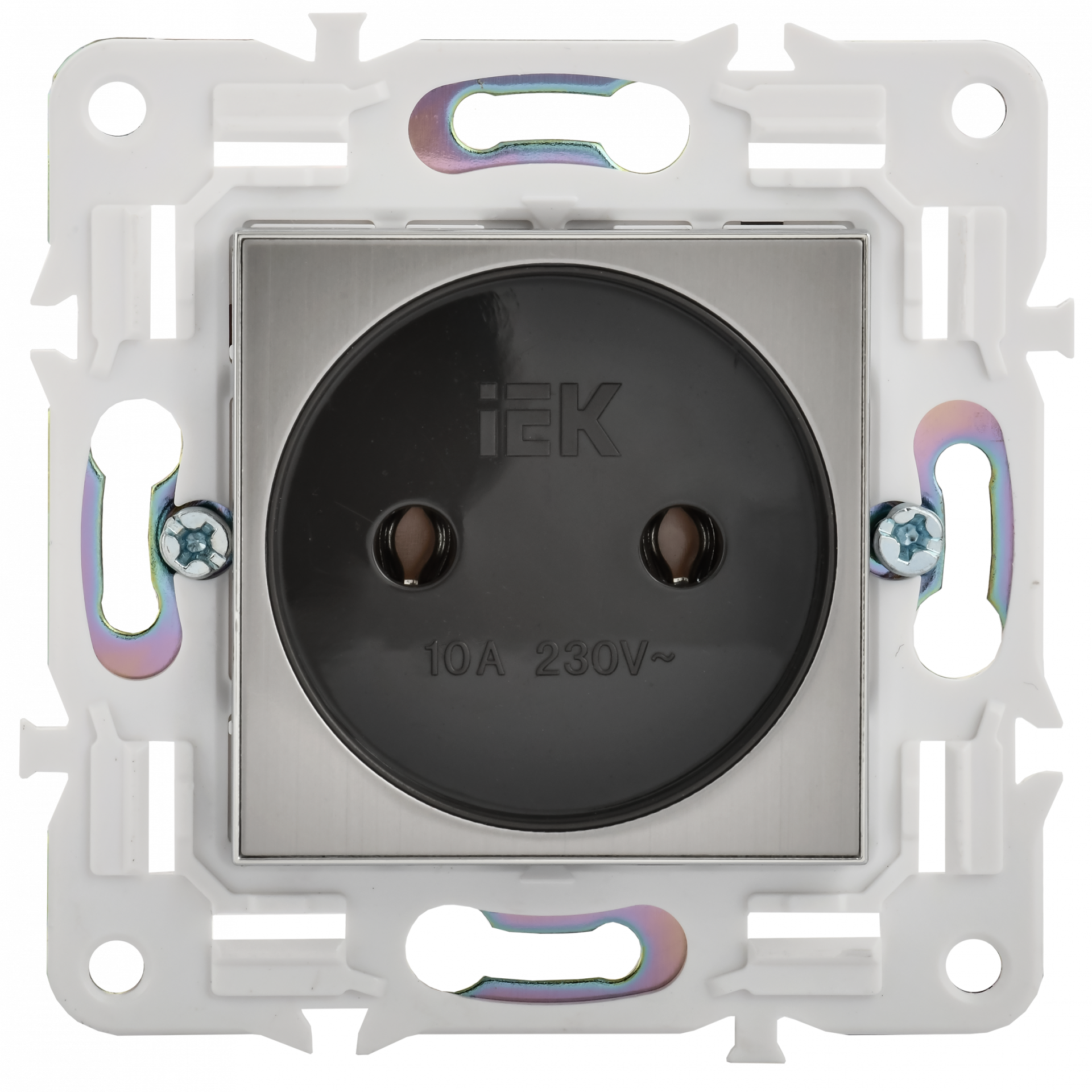 SKANDY Розетка без заземления без защитных шторок 10А SK-R02N металл никель IEK