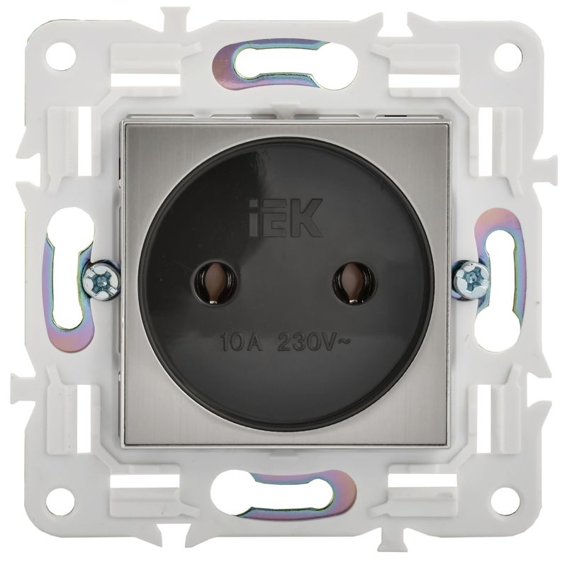 SKANDY Розетка без заземления без защитных шторок 10А SK-R02N металл никель IEK
