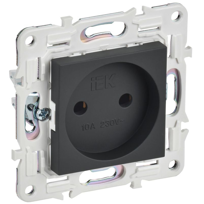 SKANDY Розетка без заземления без защитных шторок 10А SK-R02G графит IEK
