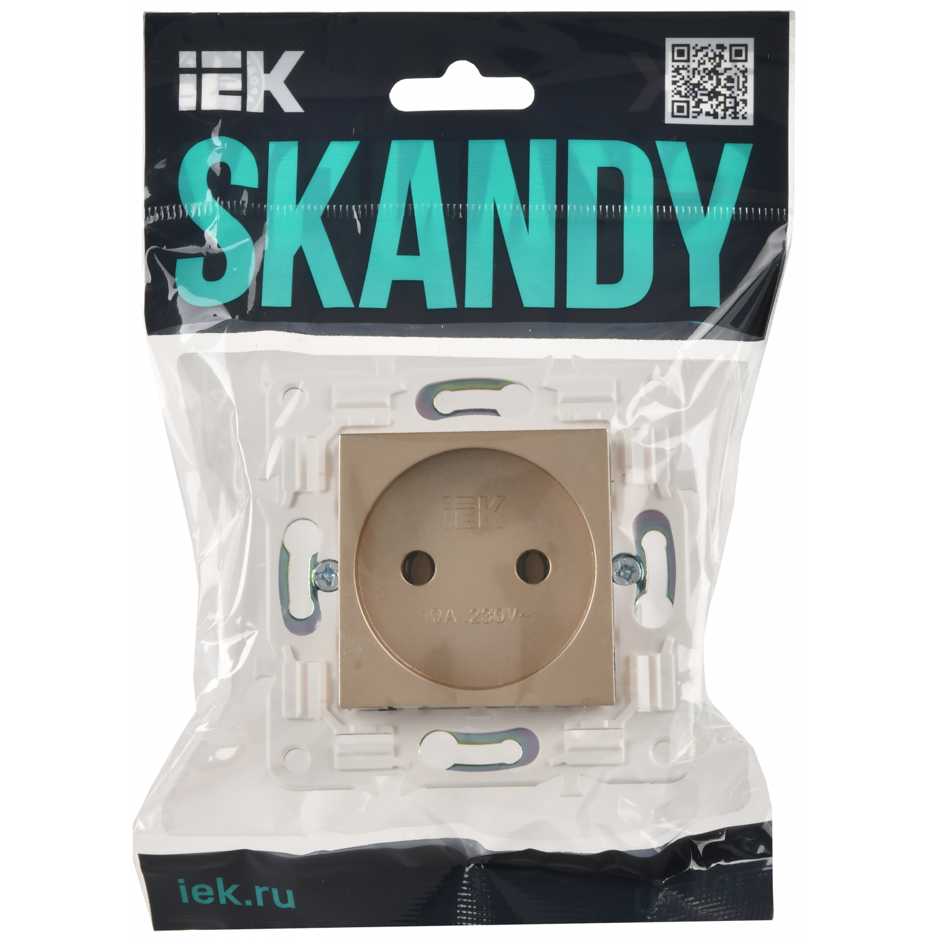 SKANDY Розетка без заземления без защитных шторок 10А SK-R02Sa песочный IEK