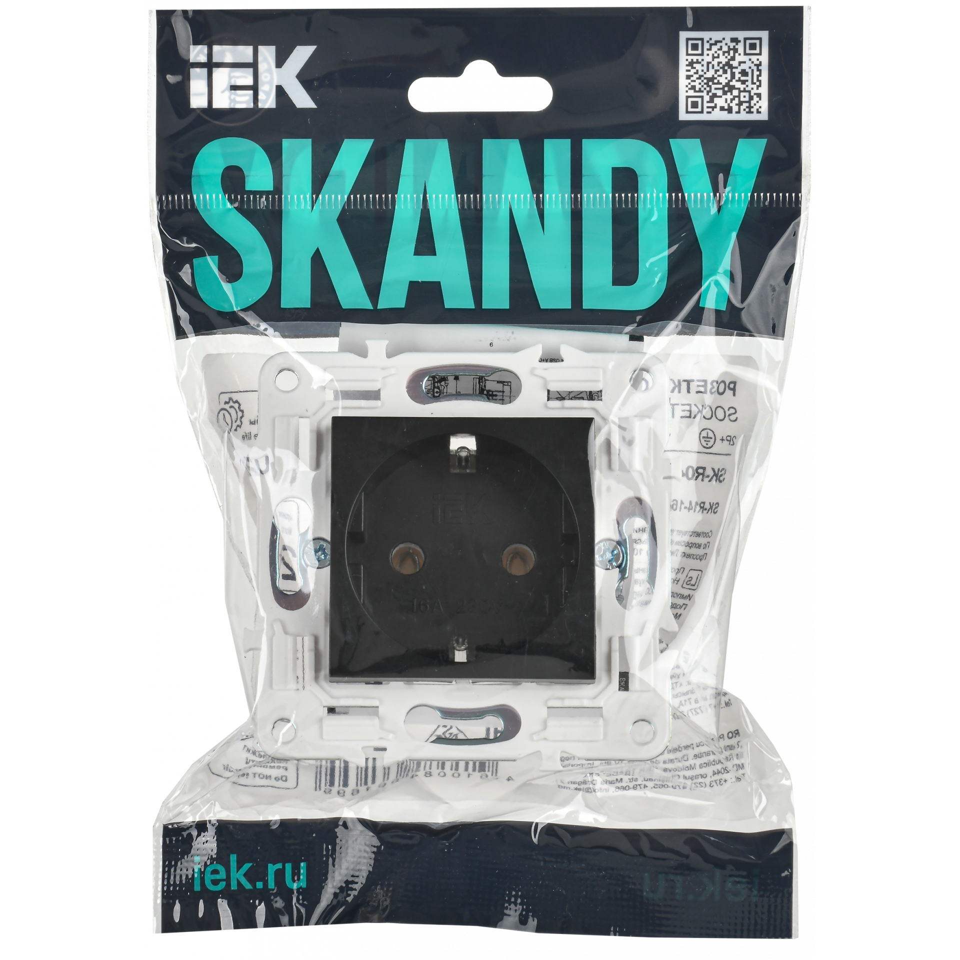 SKANDY Розетка с заземлением без защитных шторок 16А SK-R05Bl черный IEK