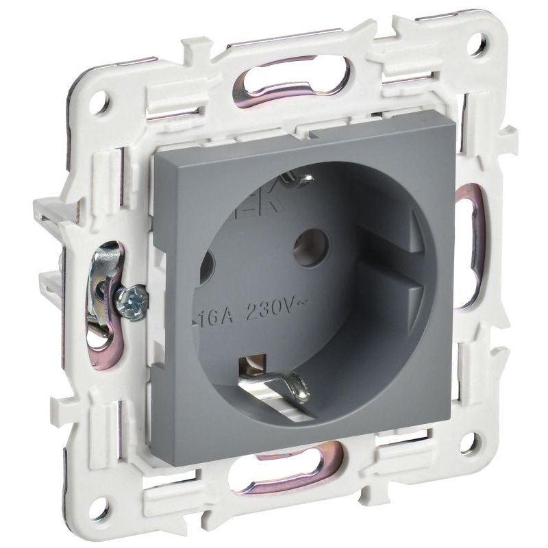 SKANDY Розетка с заземлением без защитных шторок 16А SK-R05Gr серый IEK