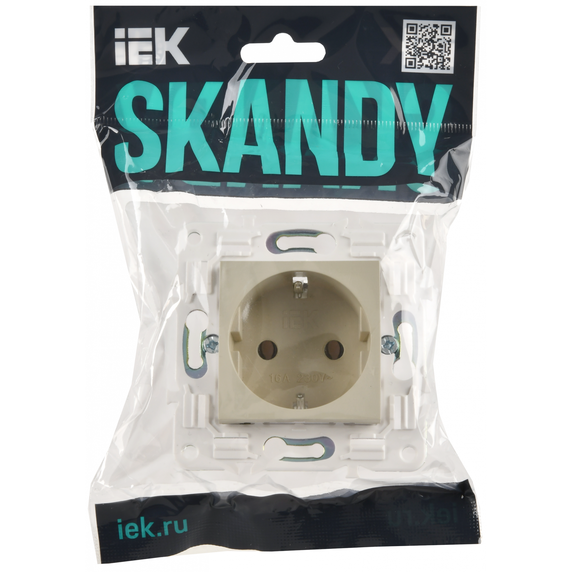 SKANDY Розетка с заземлением без защитных шторок 16А SK-R05B бежевый IEK