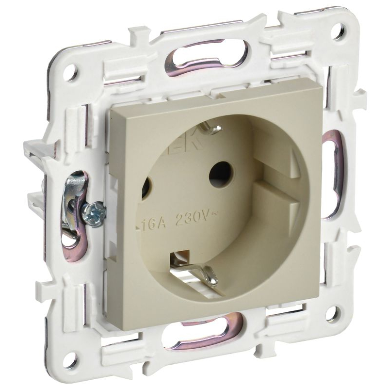 SKANDY Розетка с заземлением без защитных шторок 16А SK-R05B бежевый IEK