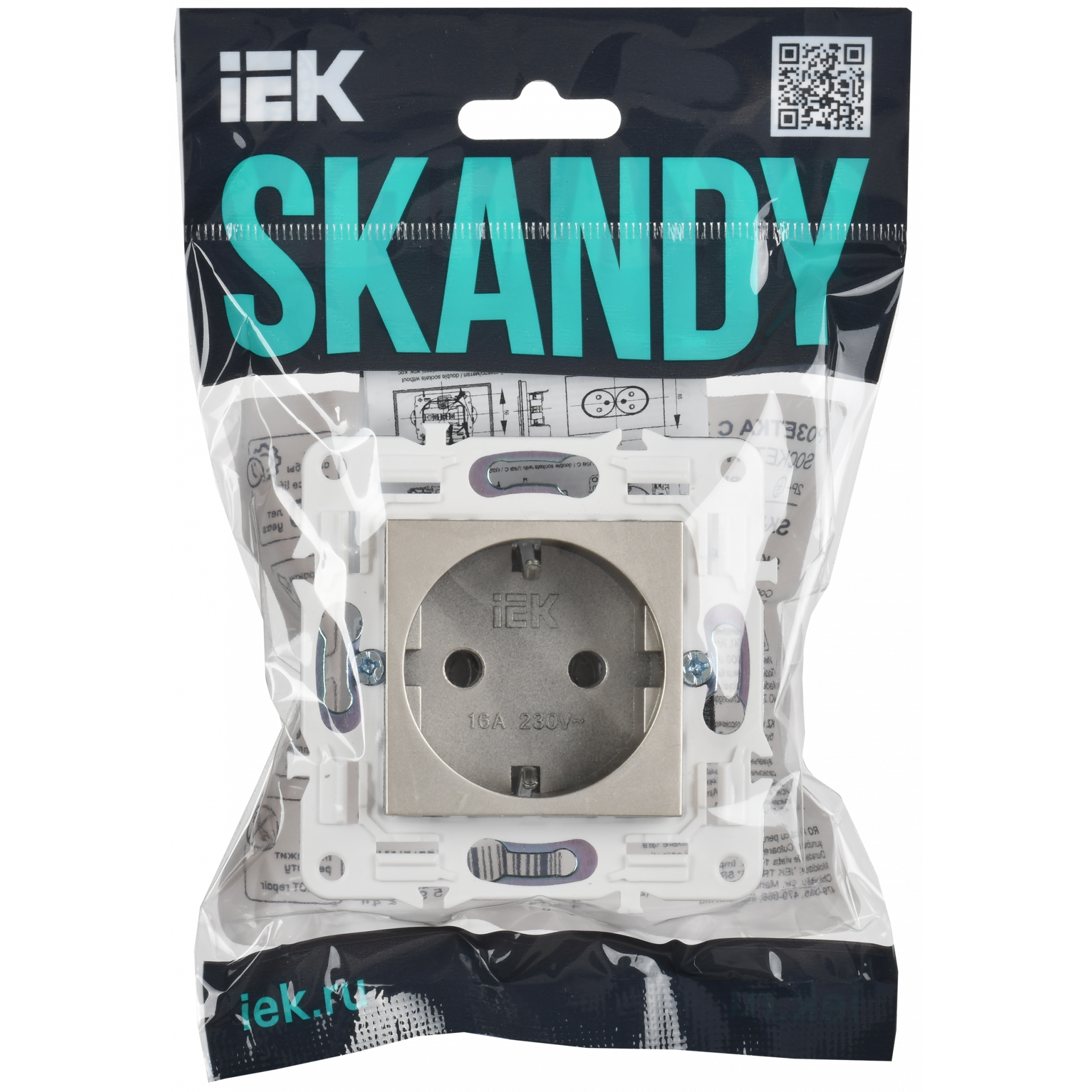 SKANDY Розетка с заземлением без защитных шторок 16А SK-R05Sh шампань IEK