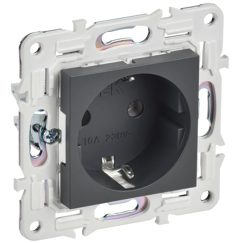 SKANDY Розетка с заземлением без защитных шторок 16А SK-R05T титан IEK