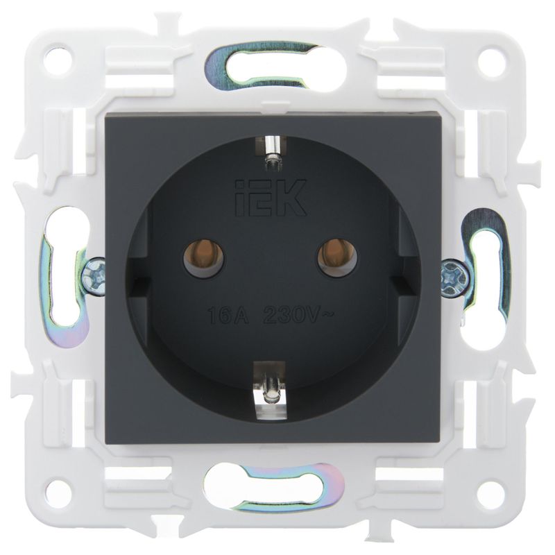 SKANDY Розетка с заземлением без защитных шторок 16А SK-R05G графит IEK