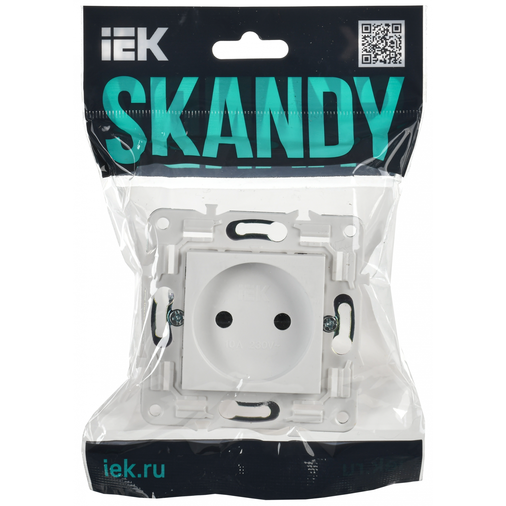 SKANDY Розетка без заземления с защитными шторками 10А SK-R01W арктический белый IEK