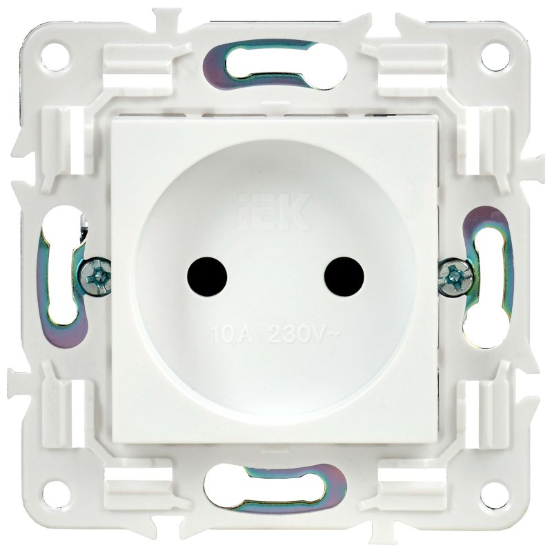 SKANDY Розетка без заземления с защитными шторками 10А SK-R01W арктический белый IEK