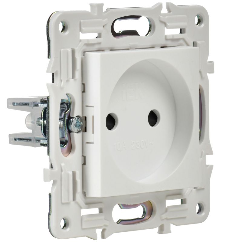 SKANDY Розетка без заземления с защитными шторками 10А SK-R01W арктический белый IEK