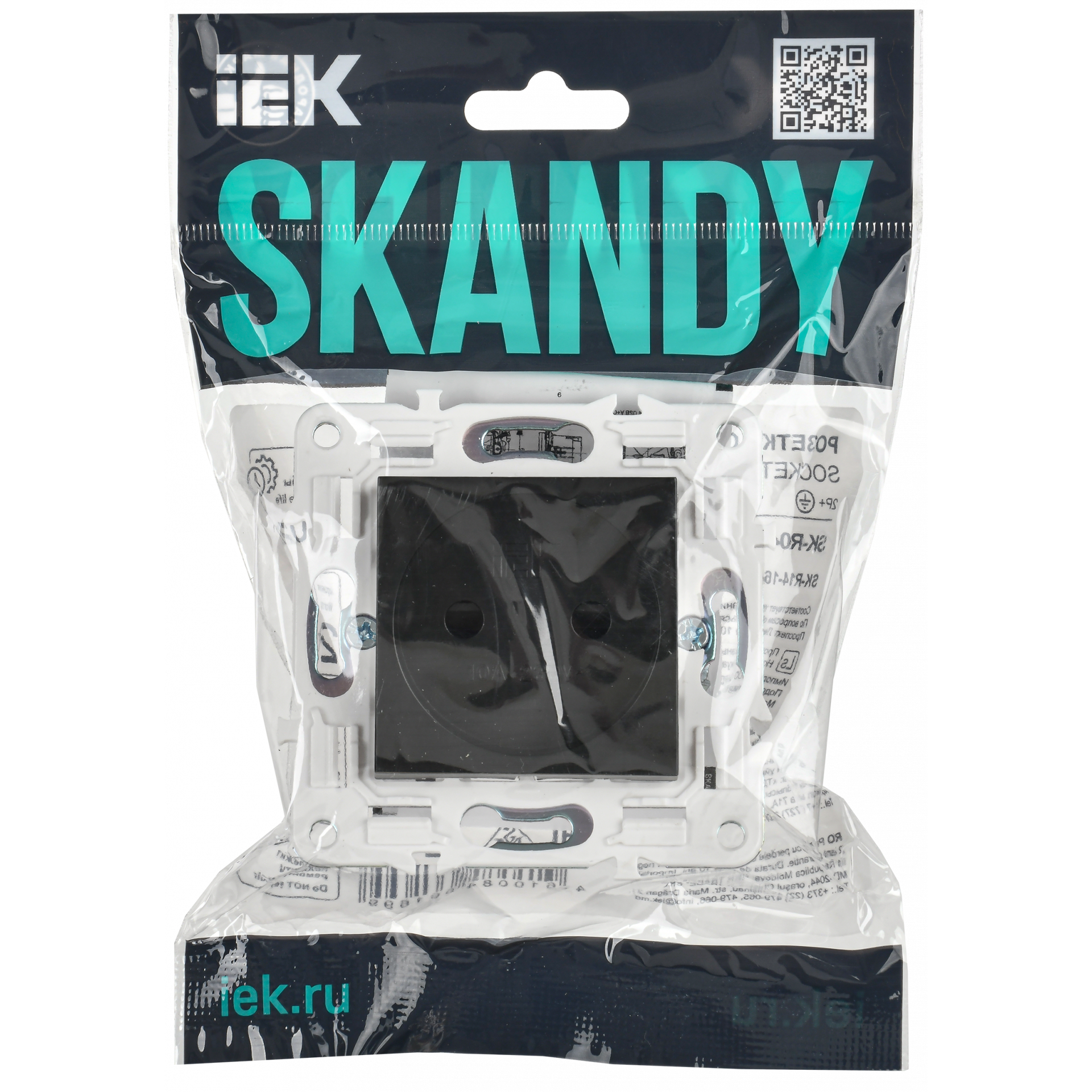 SKANDY Розетка без заземления с защитными шторками 10А SK-R01Bl черный IEK