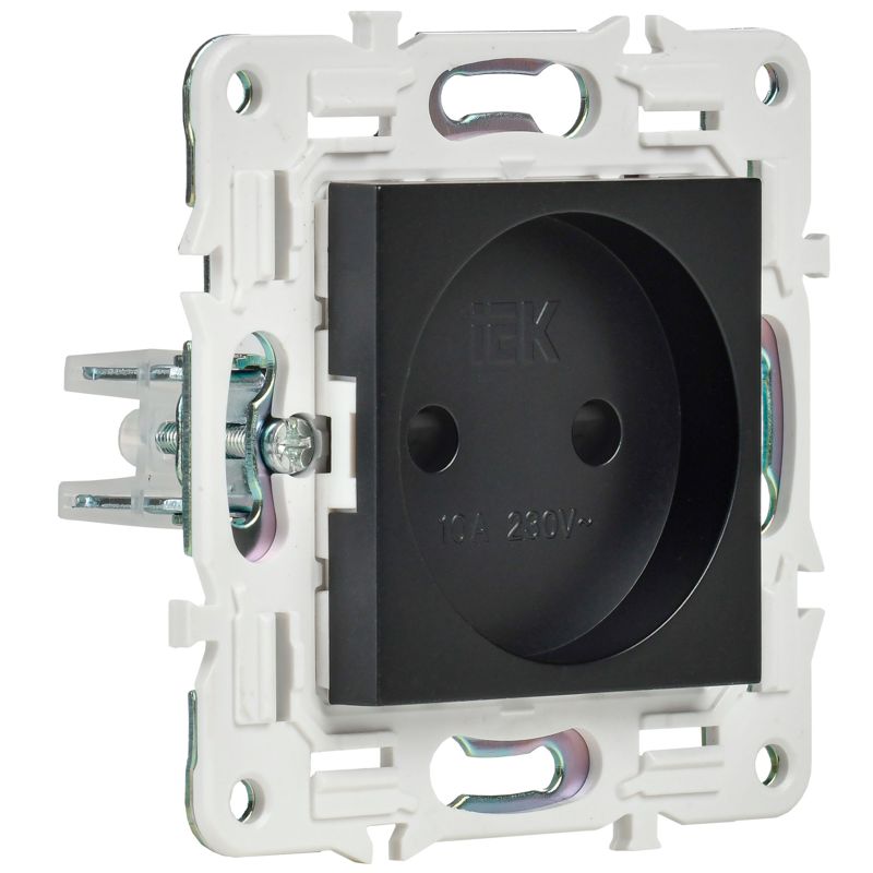 SKANDY Розетка без заземления с защитными шторками 10А SK-R01Bl черный IEK