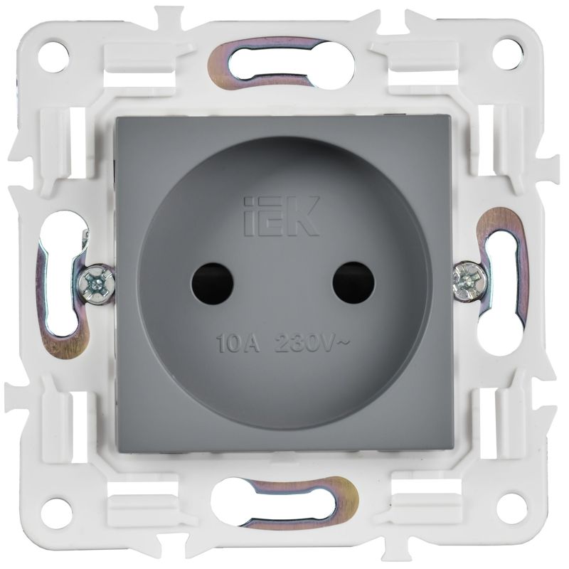 SKANDY Розетка без заземления с защитными шторками 10А SK-R01Gr серый IEK