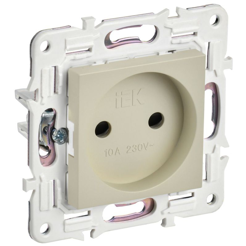 SKANDY Розетка без заземления с защитными шторками 10А SK-R01B бежевый IEK