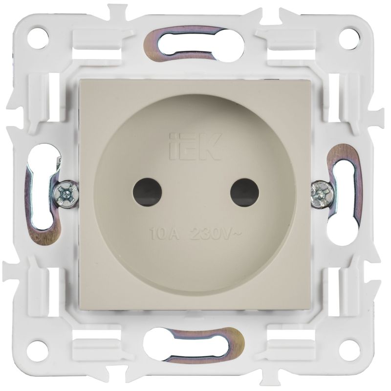 SKANDY Розетка без заземления с защитными шторками 10А SK-R01B бежевый IEK