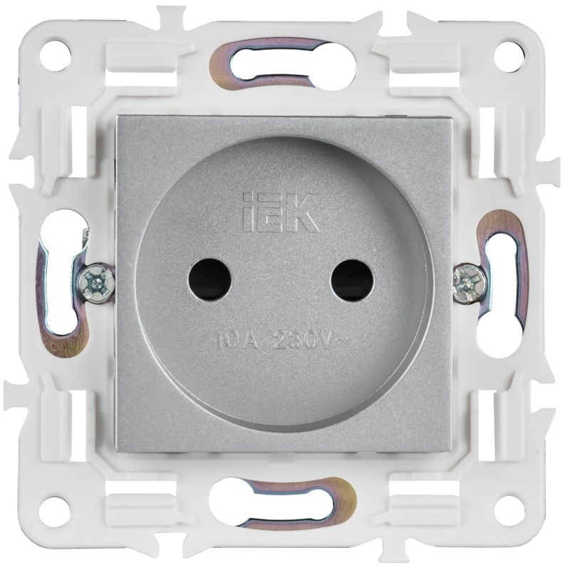 SKANDY Розетка без заземления с защитными шторками 10А SK-R01S серебряный IEK