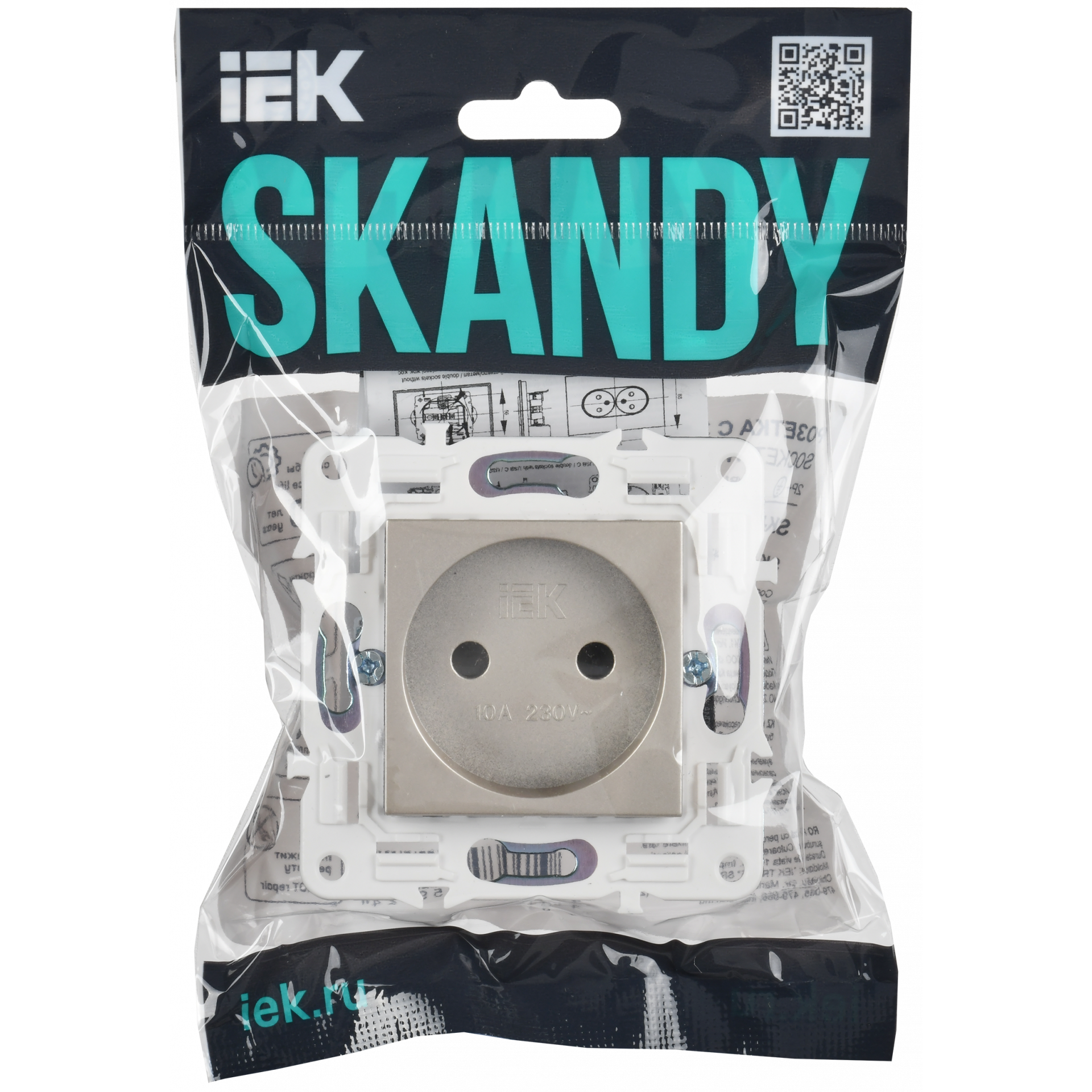 SKANDY Розетка без заземления с защитными шторками 10А SK-R01Sh шампань IEK