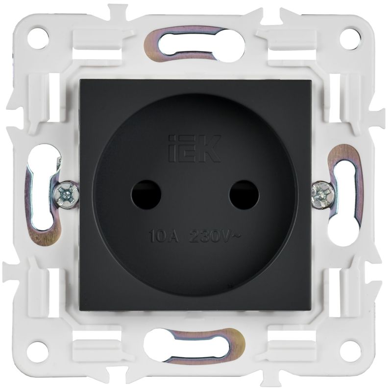 SKANDY Розетка без заземления с защитными шторками 10А SK-R01G графит IEK