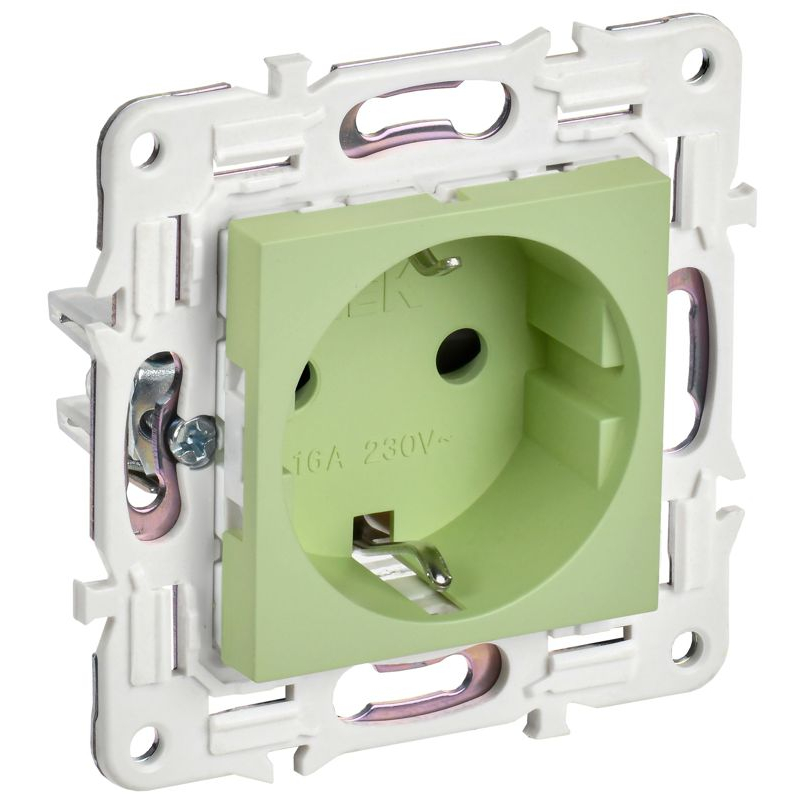 SKANDY Розетка с заземлением с защитными шторками 16А безвинтовое крепление SK-R06G мятный IEK