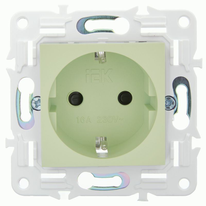 SKANDY Розетка с заземлением с защитными шторками 16А безвинтовое крепление SK-R06G мятный IEK