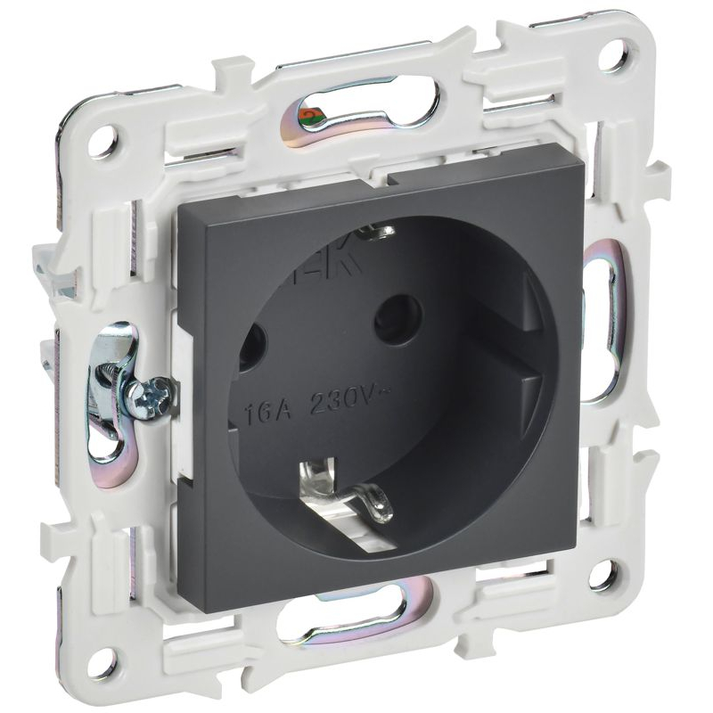 SKANDY Розетка с заземлением с защитными шторками 16А SK-R04T титан IEK