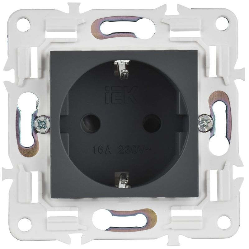SKANDY Розетка с заземлением с защитными шторками 16А SK-R04G графит IEK