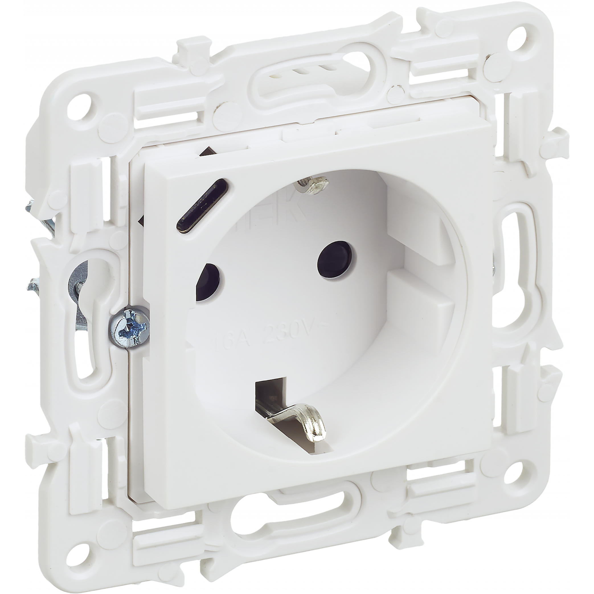 SKANDY Розетка с заземлением с защитными шторками 16А с USB C 18Вт SK-R17W арктический белый IEK