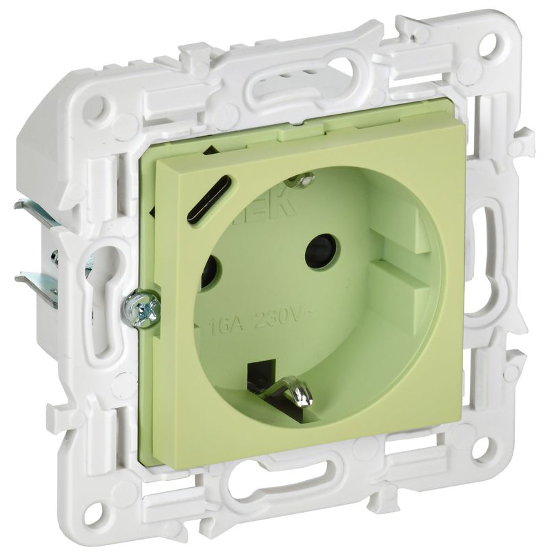 SKANDY Розетка с заземлением с защитными шторками 16А с USB C 18Вт SK-R17G мятный IEK