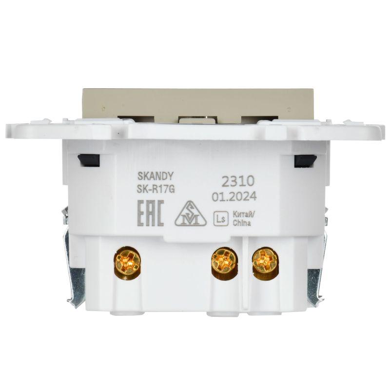 SKANDY Розетка с заземлением с защитными шторками 16А с USB C 18Вт SK-R17B бежевый IEK