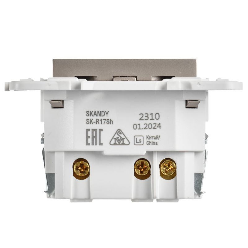 SKANDY Розетка с заземлением с защитными шторками 16А с USB C 18Вт SK-R17Sh шампань IEK