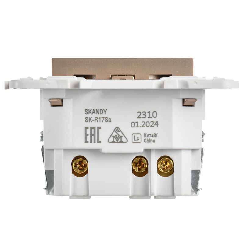 SKANDY Розетка с заземлением с защитными шторками 16А с USB C 18Вт SK-R17Sa песочный IEK