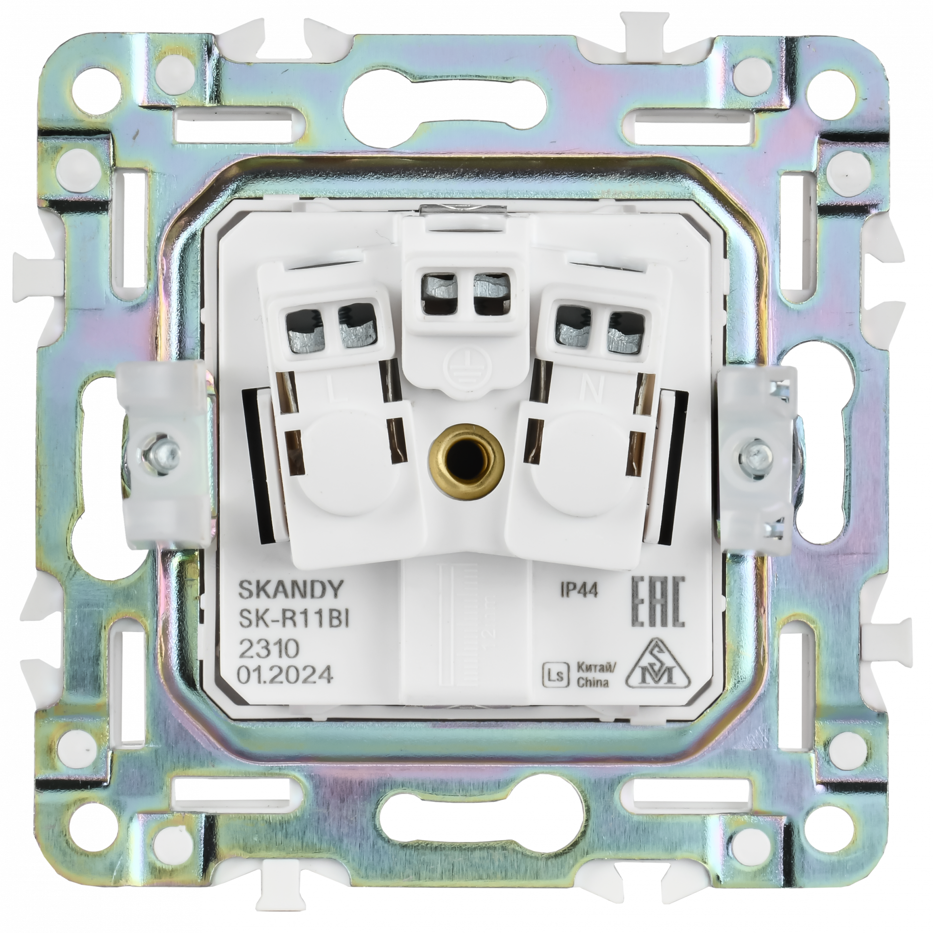 SKANDY Розетка 1-местная с заземлением с защитными шторками и крышкой 16А IP44 SK-R11Bl черный IEK
