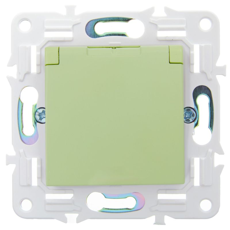 SKANDY Розетка 1-местная с заземлением с защитными шторками и крышкой 16А IP44 SK-R11G мятный IEK