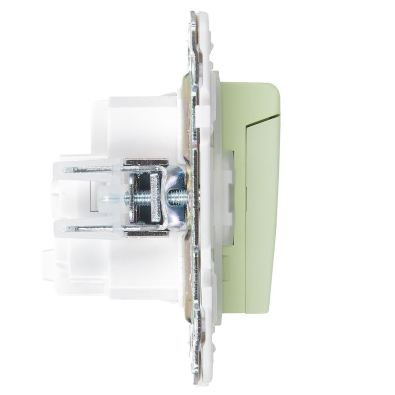 SKANDY Розетка 1-местная с заземлением с защитными шторками и крышкой 16А IP44 SK-R11G мятный IEK