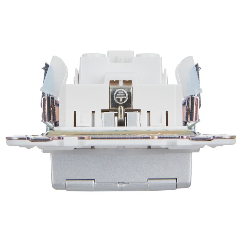 SKANDY Розетка 1-местная с заземлением с защитными шторками и крышкой 16А IP44 SK-R11S серебряный IEK