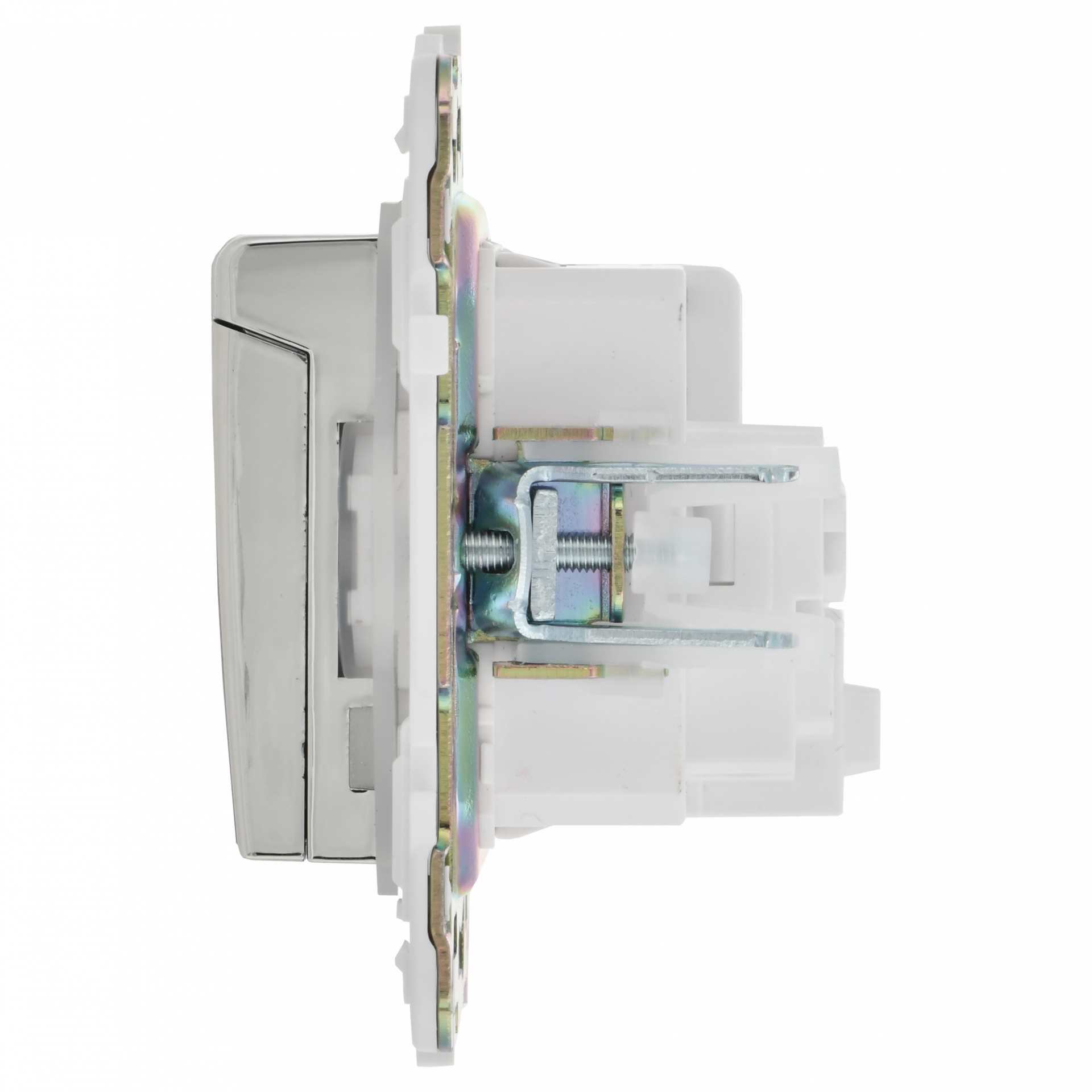 SKANDY Розетка 1-местная с заземлением с защитными шторками и крышкой 16А IP44 SK-R11N металл никель IEK