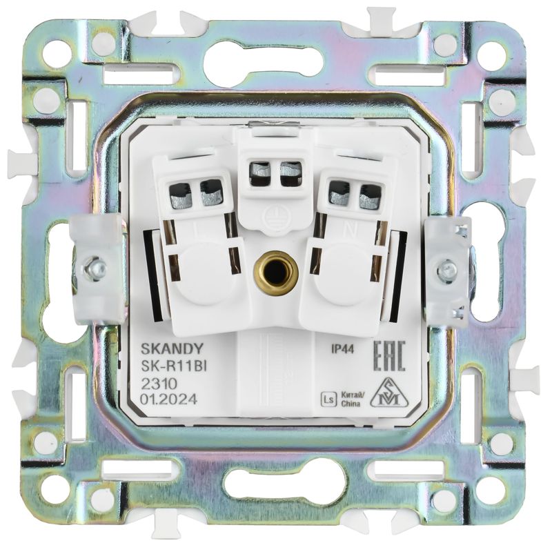 SKANDY Розетка 1-местная с заземлением с защитными шторками и крышкой 16А IP44 SK-R11G графит IEK