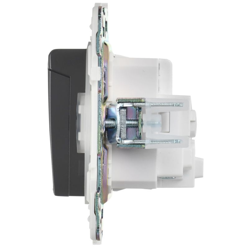 SKANDY Розетка 1-местная с заземлением с защитными шторками и крышкой 16А IP44 SK-R11G графит IEK